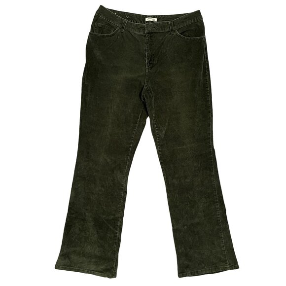 St. John's Bay Corduroy Pants Olive Green Straight Leg Women's 12 Cozy Classic - Picture 1 of 15